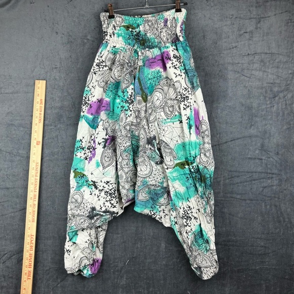 Jaipur Handloom Thai fisherman Boho Harem pants stretchy sz S - Picture 1 of 9